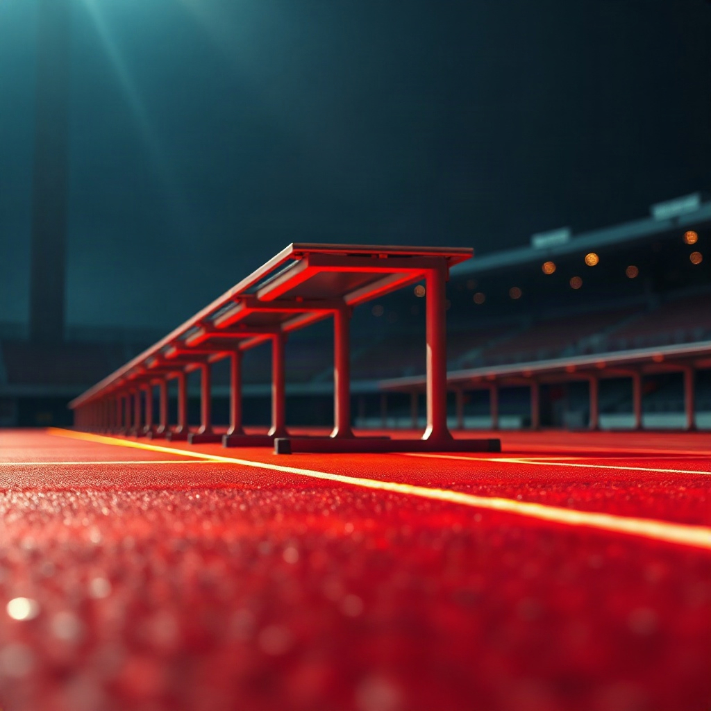 Starting blocks with orange track lighting