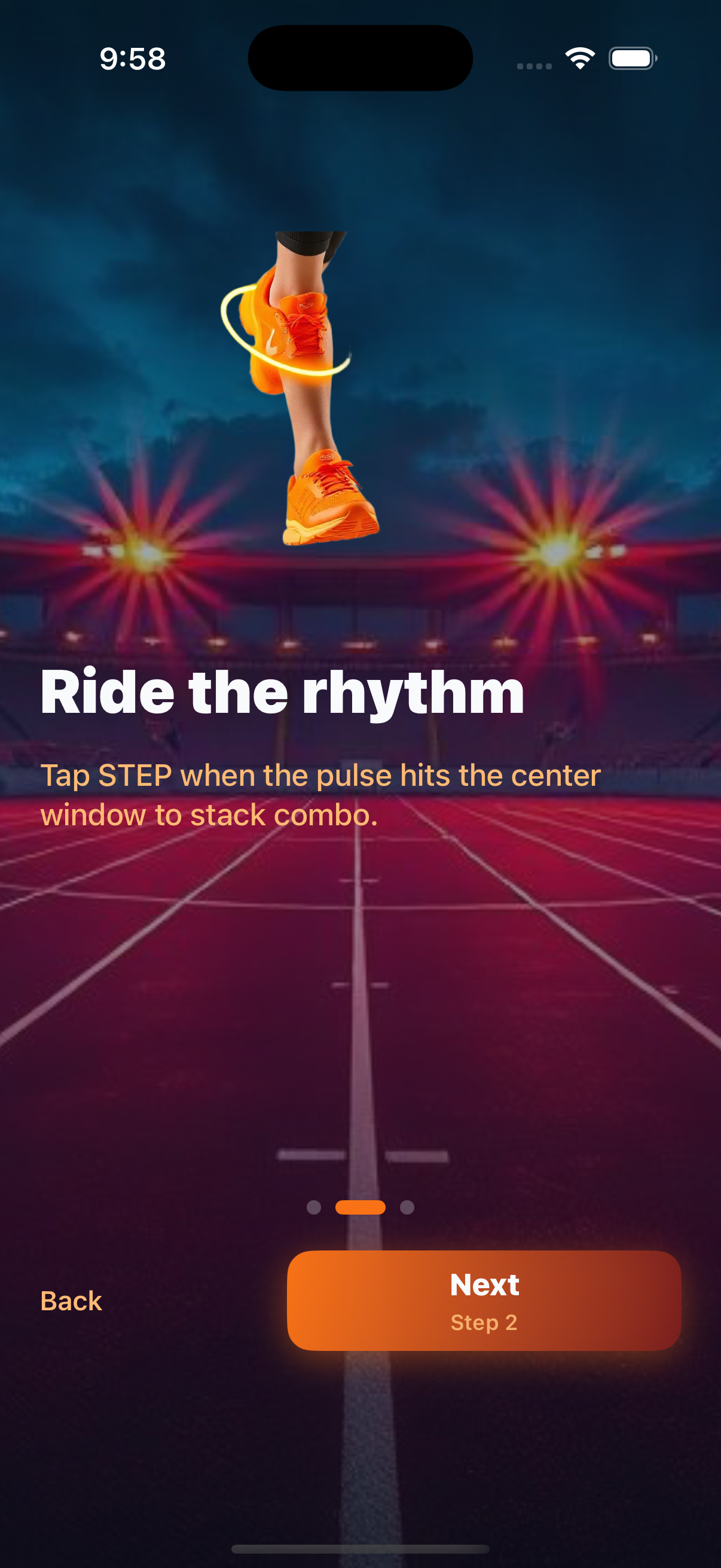 Onboarding rhythm step tutorial